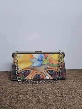 Tallula Tate 3 in 1 Floral Colorful Bag Clutch Kisslock Silver Hardware